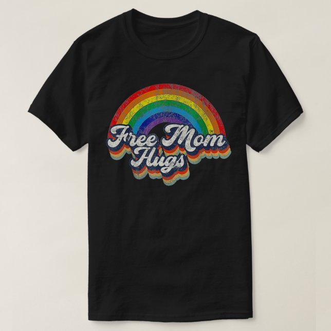 Free Mom Hugs Rainbow Heart LGBT Flag LGBT Pride M T-Shirt (Design Front)