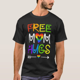 Free Mom Hugs Rainbow Heart Lgbt Pride Month T-Shirt