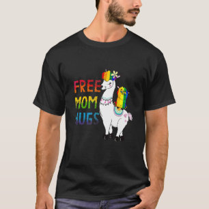 Free Mom Hugs Rainbow Heart Mama Llama Lgbt Pride T-Shirt