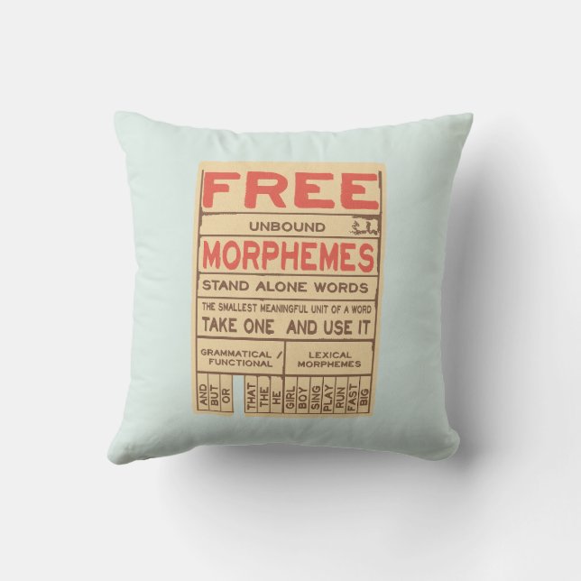 Free Morphemes Funny Grammar English Phonics Cushion (Back)