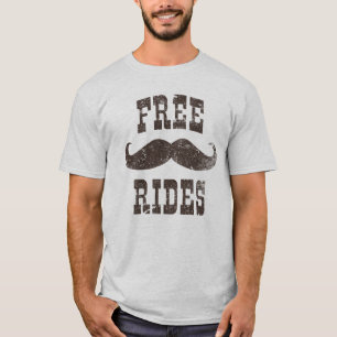 Free Moustache Rides Funny Vintage T-Shirt