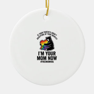 Free Mum Hug Bear Pride Vintage T-Shirt Design_1 Ceramic Tree Decoration