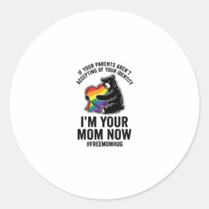 Free Mum Hug Bear Pride Vintage T-Shirt Design_1 Classic Round Sticker