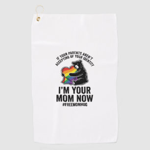 Free Mum Hug Bear Pride Vintage T-Shirt Design_1 Golf Towel