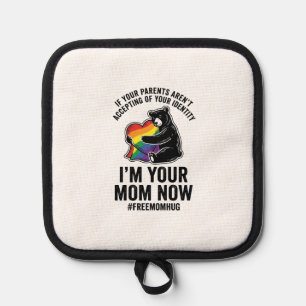 Free Mum Hug Bear Pride Vintage T-Shirt Design_1 Pot Holder
