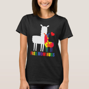 Free Mum Huge Autism Awareness Llama Puzzle Design T-Shirt
