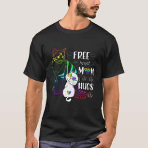 Free Mum Hugs Cat Rainbow Pride LGBT Gay Lesbian T T-Shirt