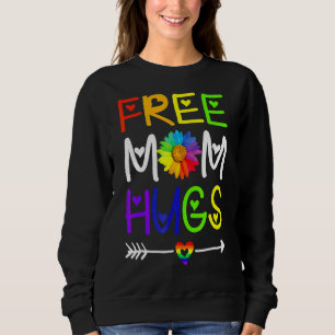 Free Mum Hugs Colourful Daisy Rainbow Heart Lgbt P Sweatshirt