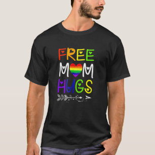 Free Mum Hugs Colourful Rainbow Heart T-Shirt