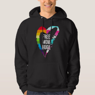 Free Mum Hugs Cute Heart Rainbow Love Lgbt Gay Les Hoodie