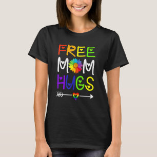 Free Mum Hugs Daisy Rainbow Heart Lgbt Pride Month T-Shirt