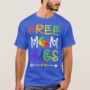 Free Mum Hugs Daisy Rainbow Heart LGBT Pride Month T-Shirt
