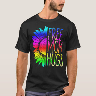 Free Mum Hugs Daisy Rainbow Heart Love Lgbt Pride T-Shirt