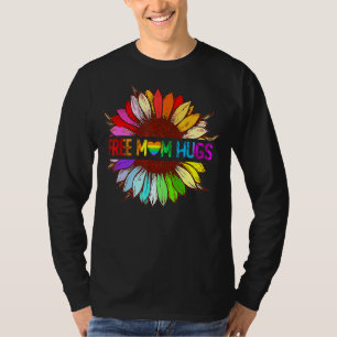 Free Mum Hugs Gay Flower Flag Lgbt Human Right Lgb T-Shirt