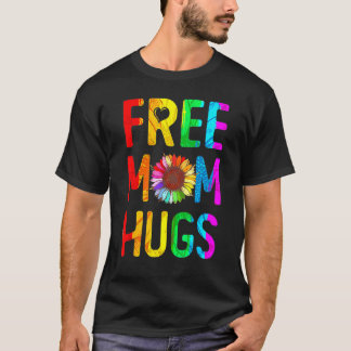 Free Mum Hugs Gay Pride Lgbt Daisy Rainbow Flower  T-Shirt