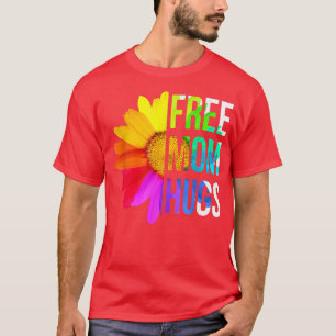 Free Mum Hugs Gay Pride LGBT Daisy Rainbow Flower T-Shirt