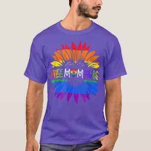 Free Mum Hugs Gay Pride LGBT Daisy Rainbow Flower  T-Shirt