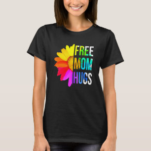 Free Mum Hugs Gay Pride Lgbt Daisy Rainbow Flower  T-Shirt