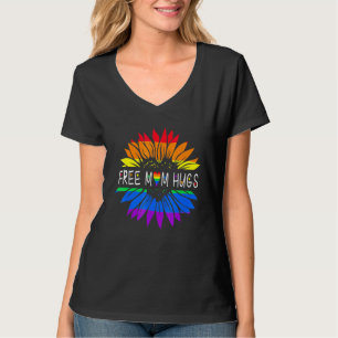 Free Mum Hugs Gay Pride Lgbt Daisy Rainbow Flower  T-Shirt