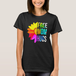 Free Mum Hugs Gay Pride Lgbt Daisy Rainbow Flower  T-Shirt