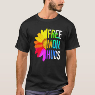 Free Mum Hugs Gay Pride Lgbt Daisy Rainbow Flower  T-Shirt