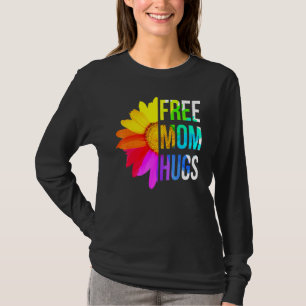 Free Mum Hugs Gay Pride Lgbt Daisy Rainbow Flower T-Shirt