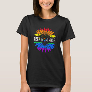 Free Mum Hugs Gay Pride Lgbt Daisy Rainbow Flower T-Shirt