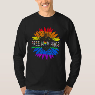 Free Mum Hugs Gay Pride Lgbt Daisy Rainbow Flower T-Shirt