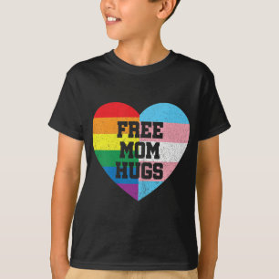 Free Mum Hugs Gay Pride Transgender Rainbow Flag T-Shirt