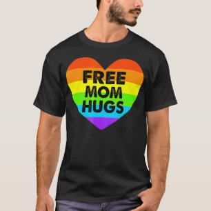 Free Mum Hugs Gay Pride Transgender Rainbow Heart  T-Shirt