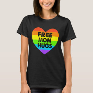 Free Mum Hugs Gay Pride Transgender Rainbow Heart T-Shirt