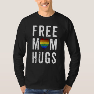 Free Mum Hugs Heart Rainbow Lgbt Flag Gay Lesbian  T-Shirt