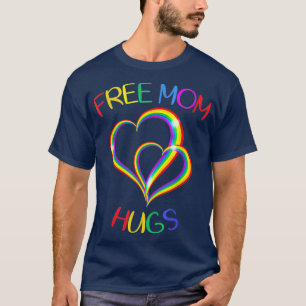 Free Mum Hugs Heart Rainbow LGBT Flag Gay Lesbian T-Shirt