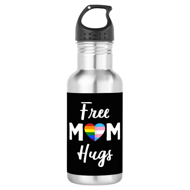 Free Mum Hugs II - Rainbow Gay Trans Pride 532 Ml Water Bottle (Front)
