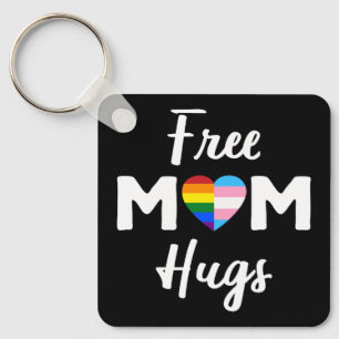 Free Mum Hugs II - Rainbow Gay Trans Pride Key Ring