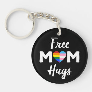 Free Mum Hugs II - Rainbow Gay Trans Pride Key Ring
