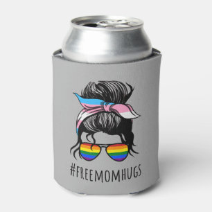 Free Mum Hugs IV - Messy Bun Rainbow Gay Trans Can Cooler
