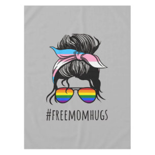 Free Mum Hugs IV - Messy Bun Rainbow Gay Trans Tablecloth