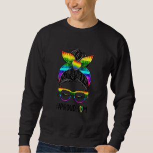 Free Mum Hugs Leopard Messy Bun Rainbow Lgbt Pride Sweatshirt