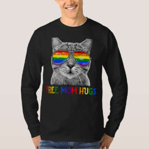 Free Mum Hugs  Lgbt Cat Gay Pride Rainbow T-Shirt