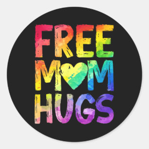 Free Mum Hugs Lgbt Pride Lgbtq Lesbian Gay Rainbow Classic Round Sticker
