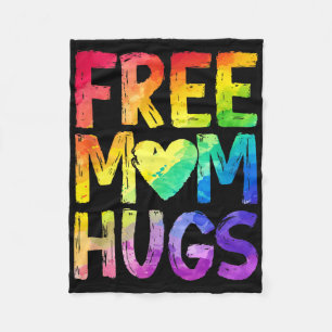 Free Mum Hugs Lgbt Pride Lgbtq Lesbian Gay Rainbow Fleece Blanket