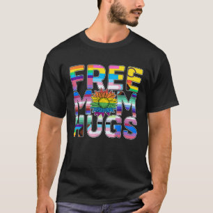 Free Mum Hugs LGBT Pride Mum Daisy Flower Lesbian T-Shirt