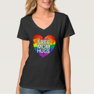 Free Mum Hugs Lgbt Rainbow Heart Love Supportive P T-Shirt