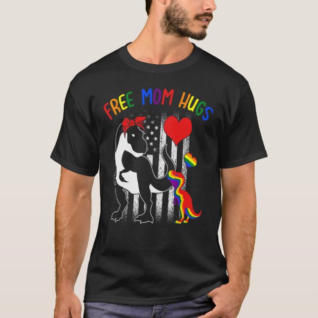Free Mum Hugs Lgbt Rex Rainbow Transgender Pride M T-Shirt (Front)