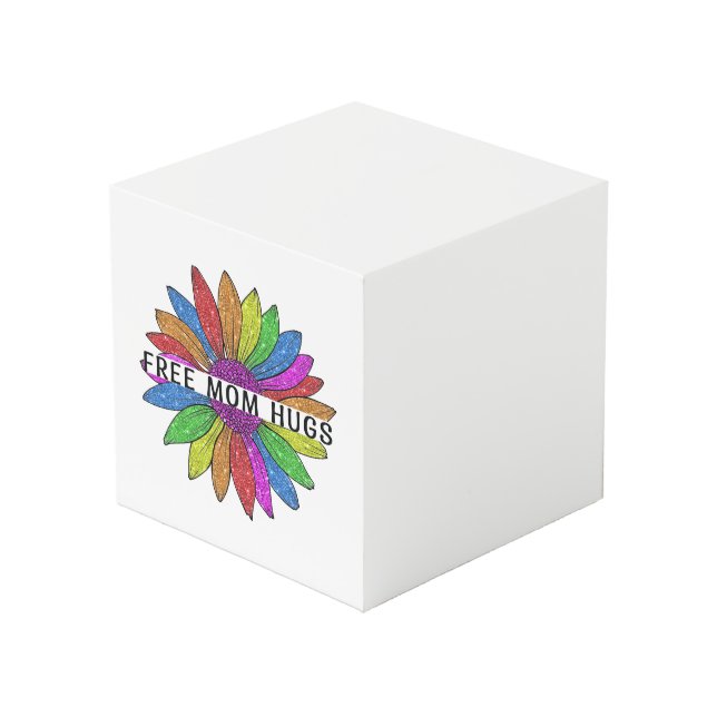Free Mum Hugs LGBTQIA+ Pride Support Cube (Front Angled)