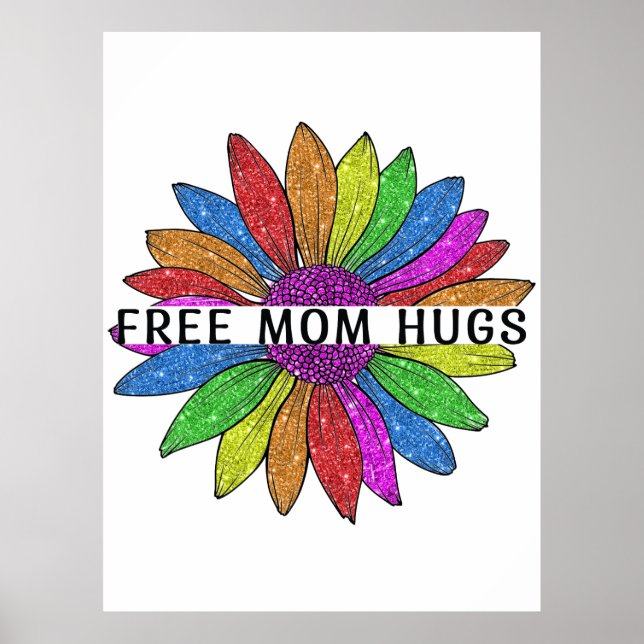 Free Mum Hugs LGBTQIA+ Pride Support Poster (Front)