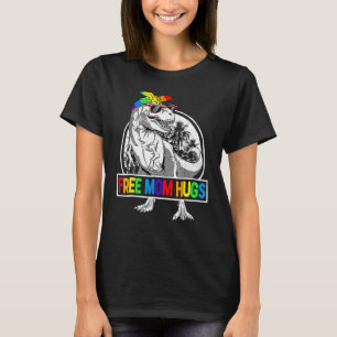Free Mum Hugs Mamasaurus Dinosaur Rex Ally Rainbow T-Shirt