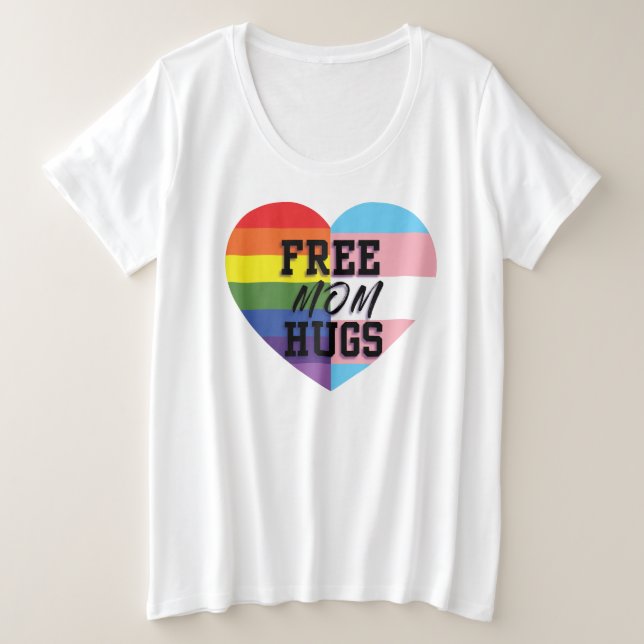 Free Mum Hugs Plus Size T-Shirt (Design Front)