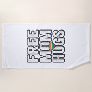 Free Mum Hugs Pride Heart Vintage T-Shirt Design_1 Beach Towel